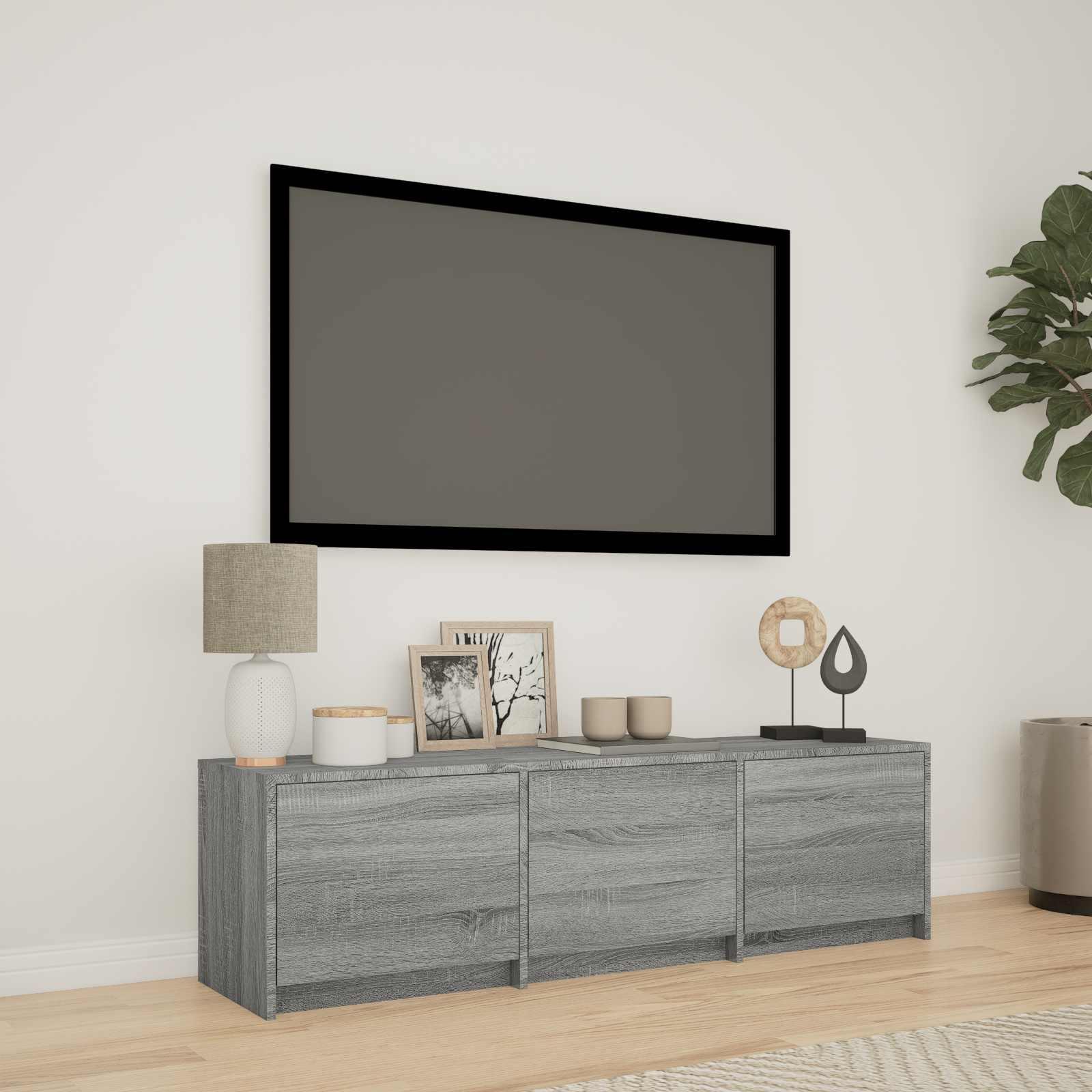 TV-bord med LED Grå Sonoma 140 x 34 x 40 cm Konstrueret træ