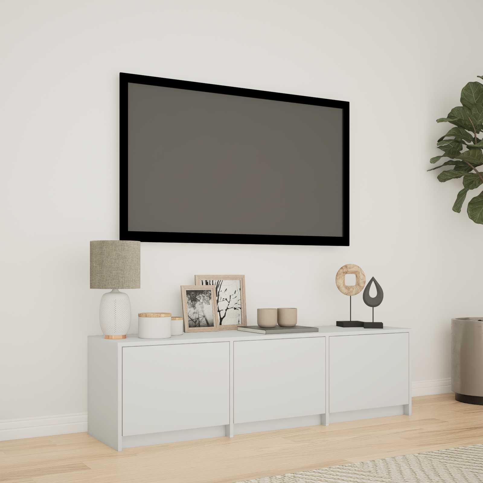TV-bord med LED Hvid 140 x 34 x 40 cm Konstrueret træ