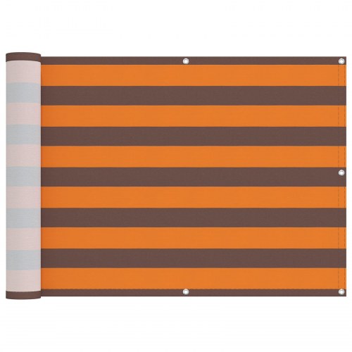 Altan skærm - orange/brun stribet 75 × 200 cm, PU-belagt oxford med aluminiumsøjer