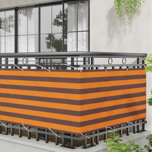 Altan skærm - orange/brun stribet 75 × 200 cm, PU-belagt oxford med aluminiumsøjer