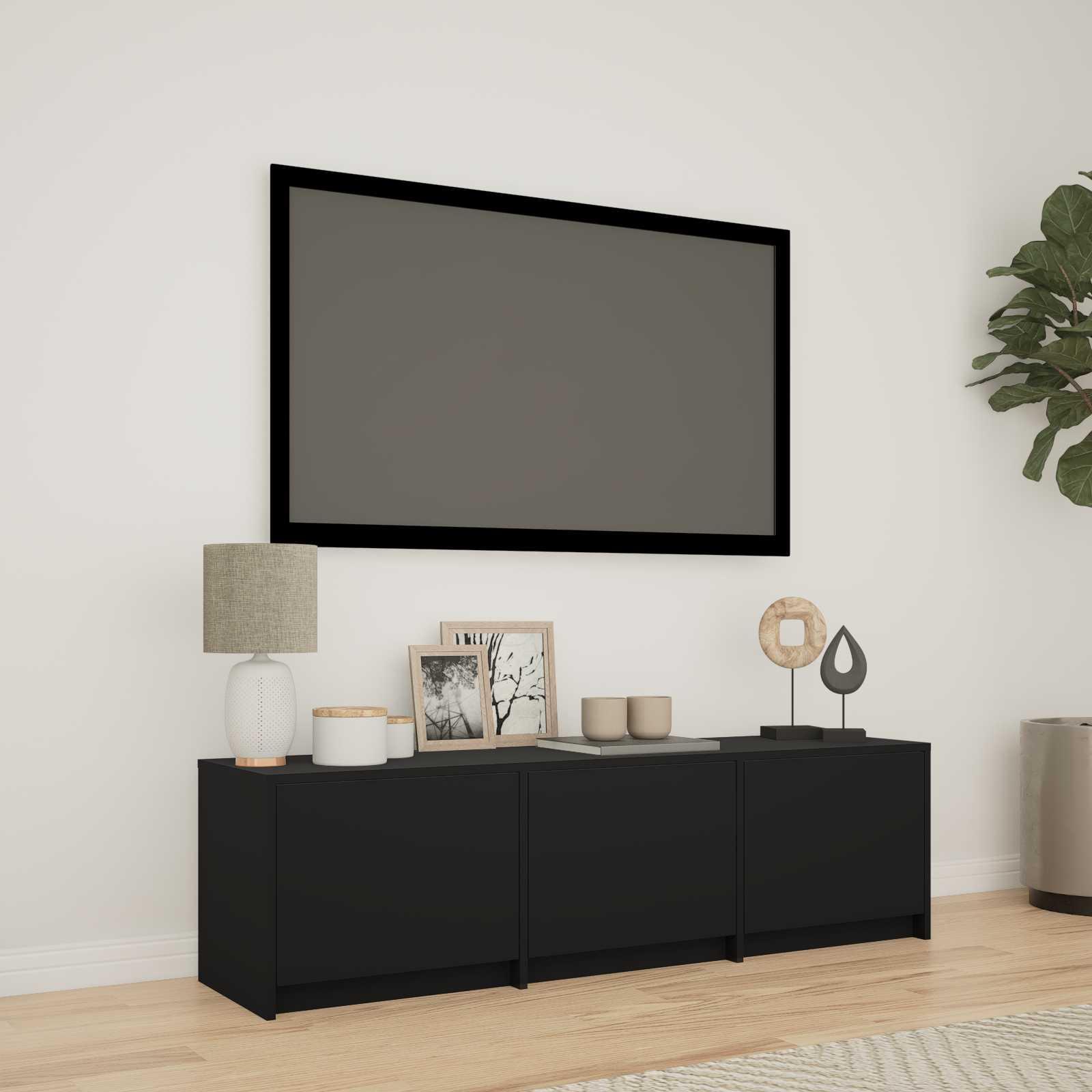TV-bord med LED med LED Sort 140 x 34 x 40 cm Konstrueret træ