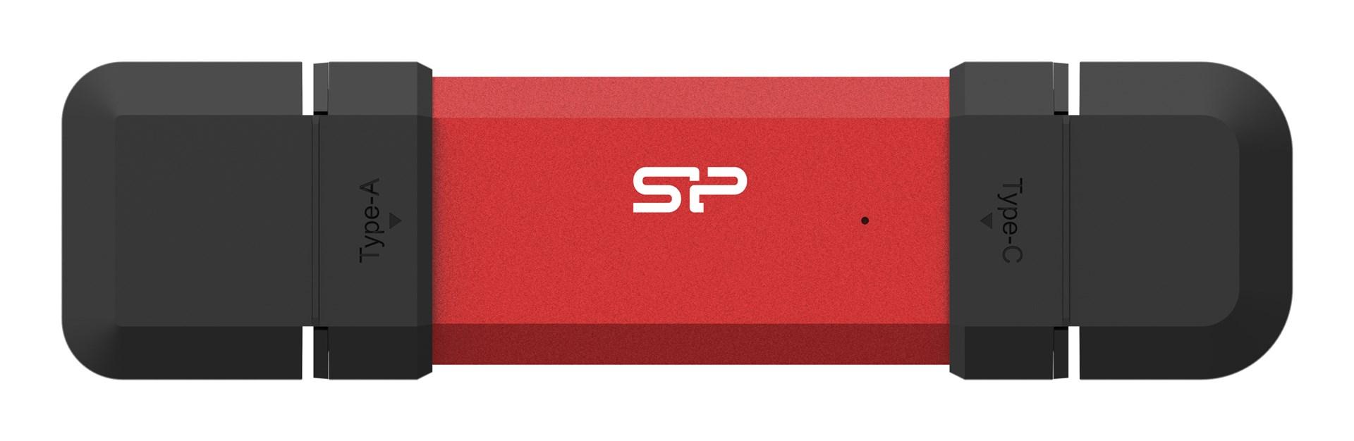 Silicon Power DS72 USB-stick 250 GB – USB-A/USB-C 3.2 Gen 2 – Rød billede
