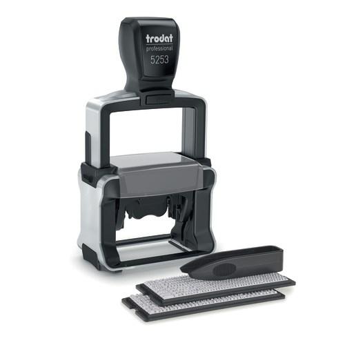 Trodat Professional 5253 Typomatic selvfarvende stempel - stål, sort blæk, 27 × 48 mm billede