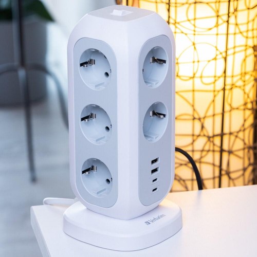 Verbatim 49547 forlængerstation med 11 stikudtag og USB – hvid
