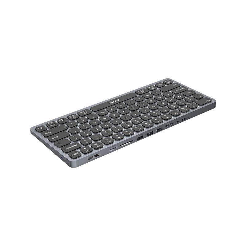 UNITEK D1092A 9-i-1 USB‑hub med HDMI 4K og PD 100 W – tastaturdesign