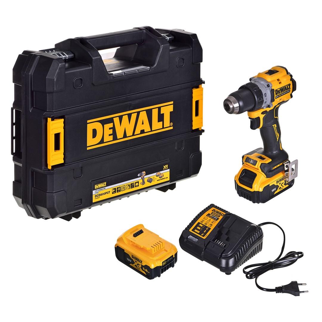 DeWALT DCD800P2T 18V bore-/skruemaskine - børsteløs, 2x5,0 Ah, TSTAK billede