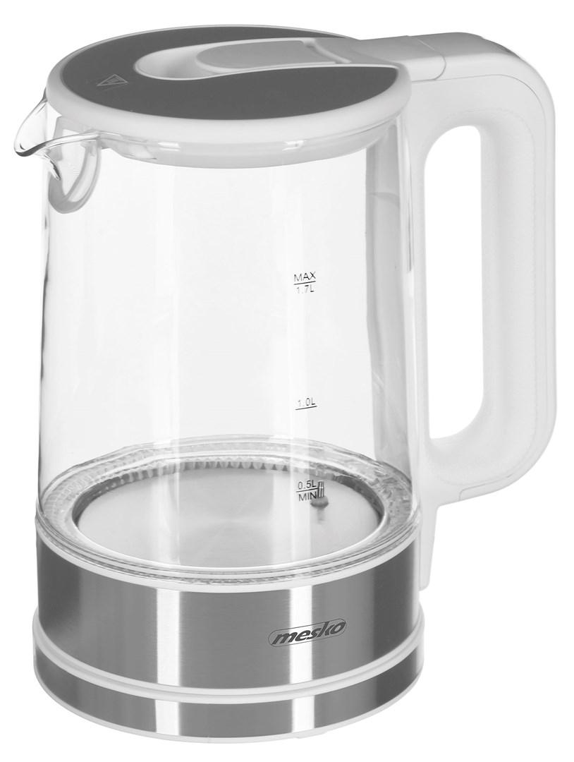 Mesko MS 1301W elkedel i glas - 1,7 l, 2.200 W, hvid billede
