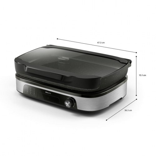 Philips HD6212/90 kontaktgrill – elgrill med låg, 2 zoner, 2.400 W
