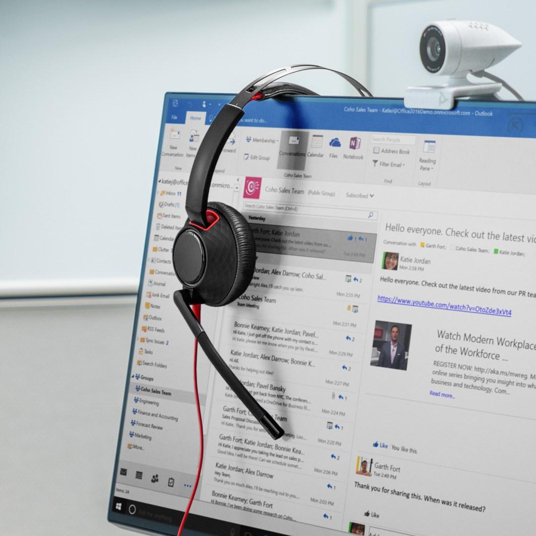 Poly Blackwire 5220 stereo headset – USB-C med 3,5 mm og USB-A/C adapter billede