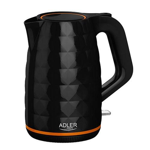 Adler Kettle AD 1277 Standard, Plastic, Black, 2200 W, 360Â° rotational base, 1.7 L
