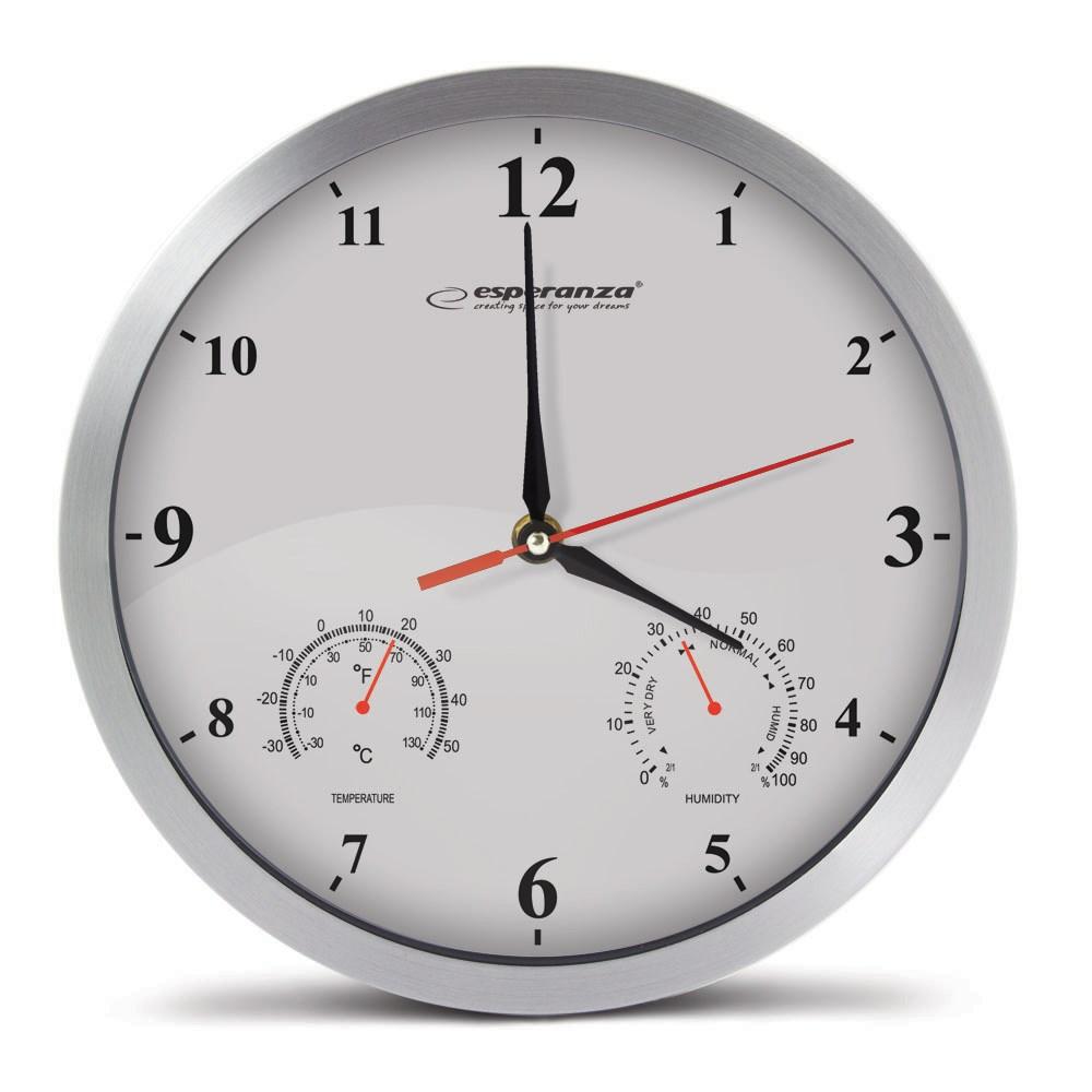 Esperanza EHC008W vægur med termometer og hygrometer - rund, hvid, 30 cm billede