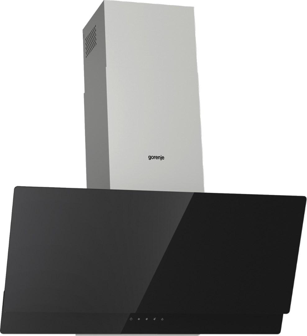 Gorenje Essential WHI949EXBG - Hætte - skorsten vinklet - bredde: 90 cm - dybde: 33.5 cm - udtrækning og recirkulation (-) - med intern motor - rustfrit stål/sølv