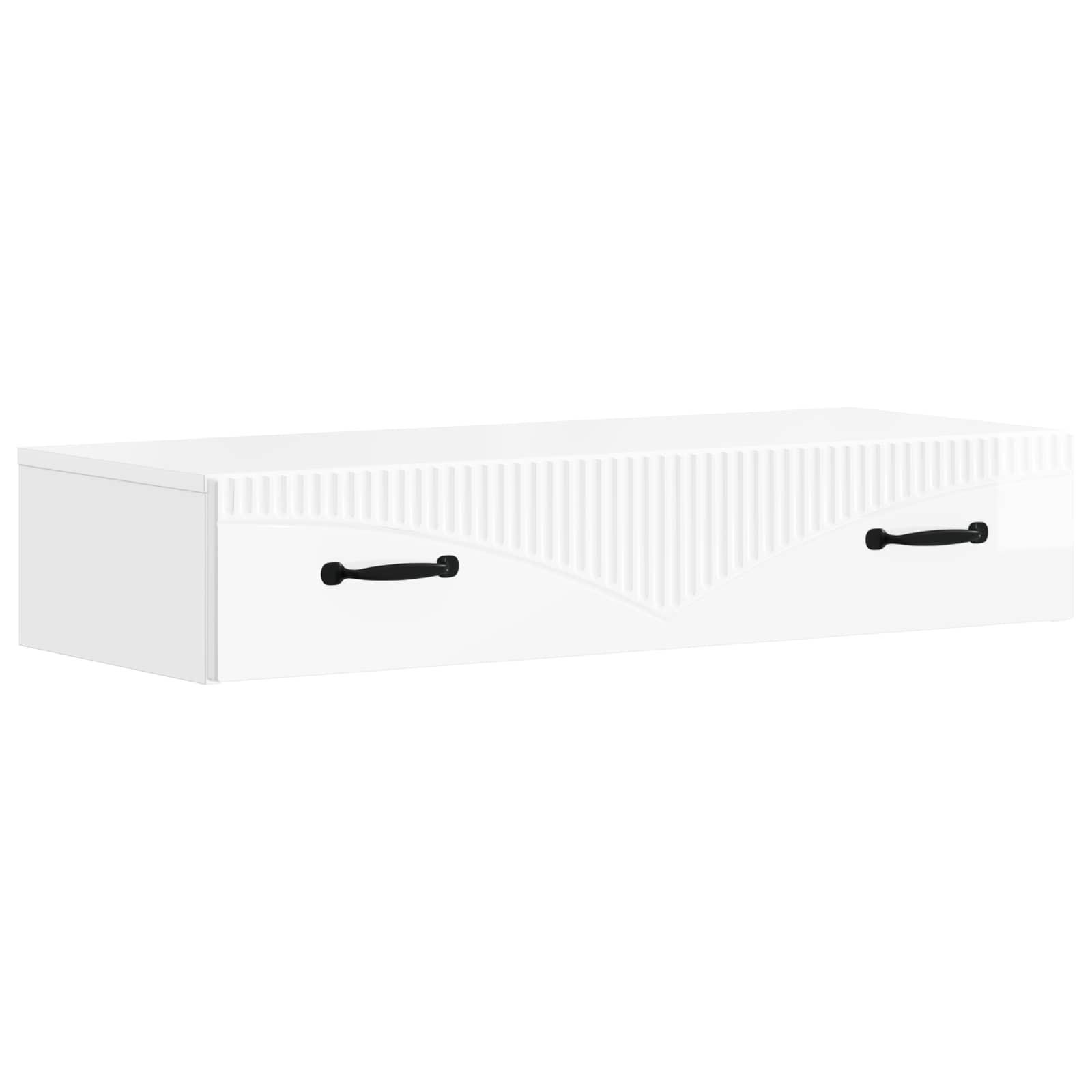 Væghængt Sideskab Hvid højglans 87,5 x 34,5 x 17 cm