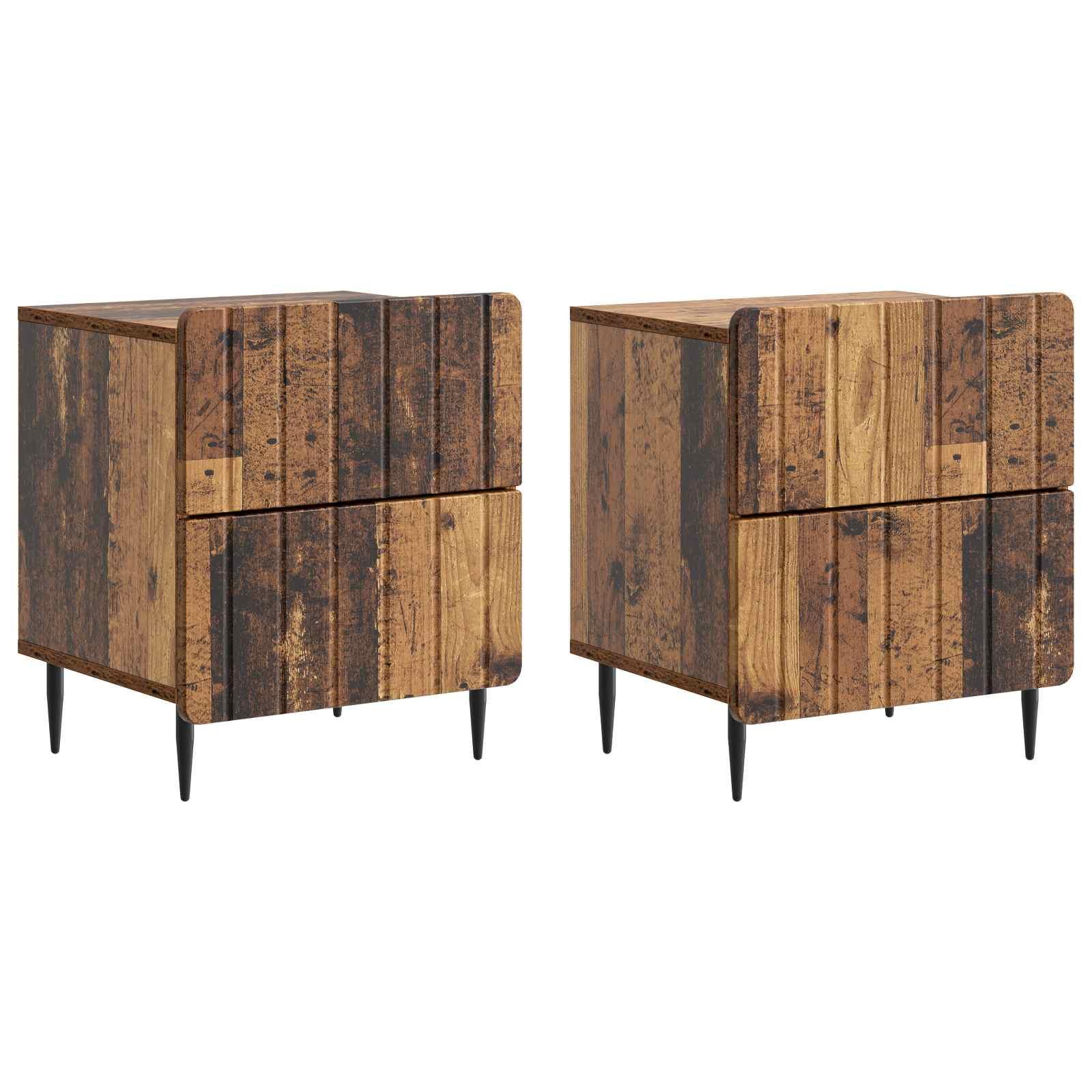Natskab 2 stk Gammelt træ 43 x 34,5 x 49,5 cm Konstrueret træ