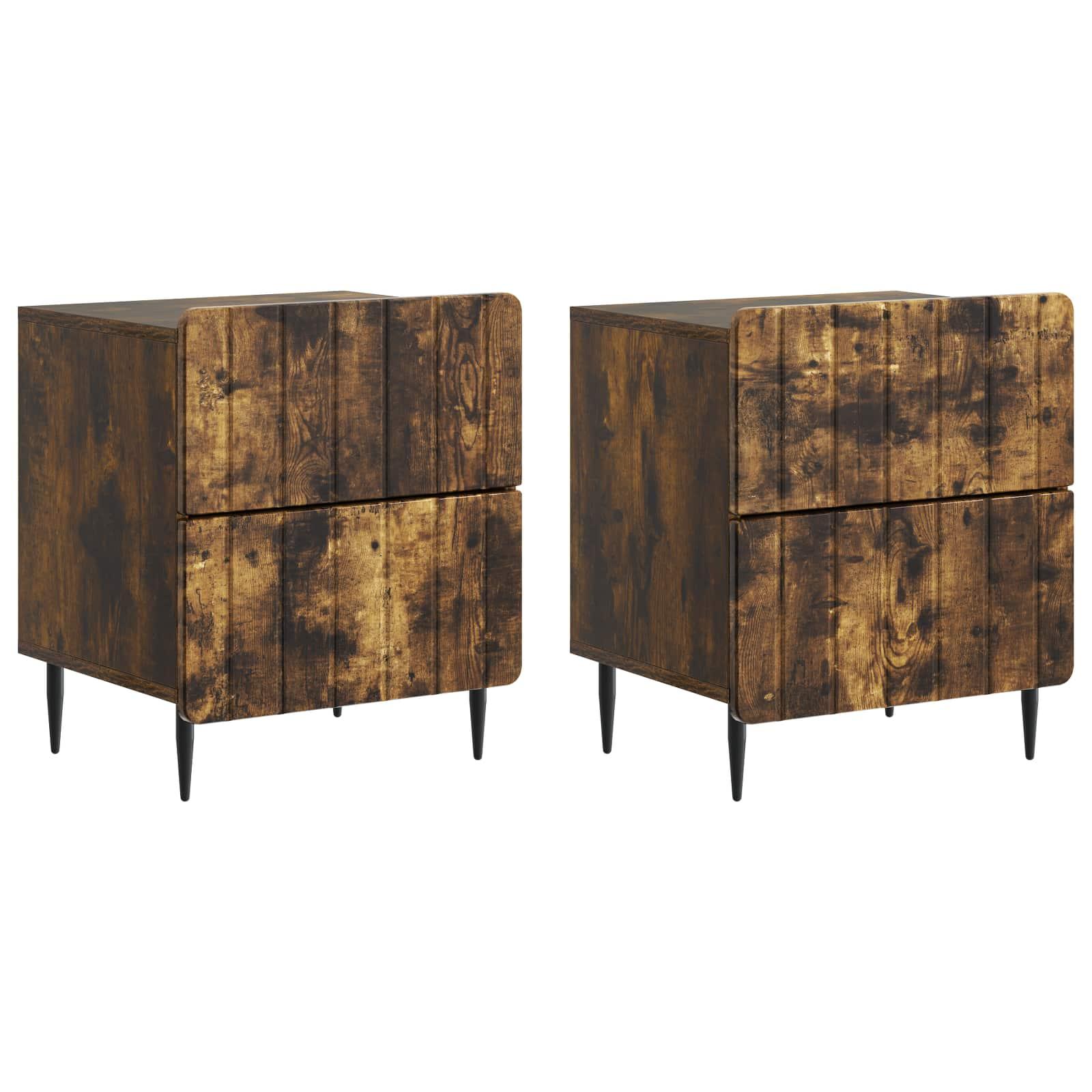 Natskab 2 stk Røget eg 43 x 34,5 x 49,5 cm Konstrueret træ
