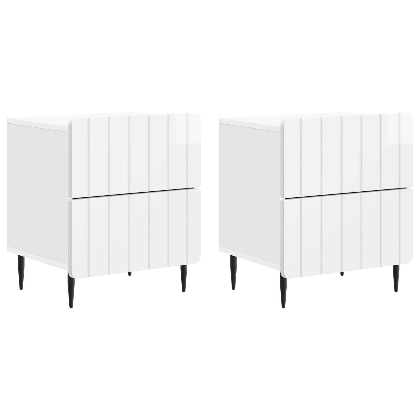 Natskab 2 stk Hvid højglans 43 x 34,5 x 49,5 cm Konstrueret træ
