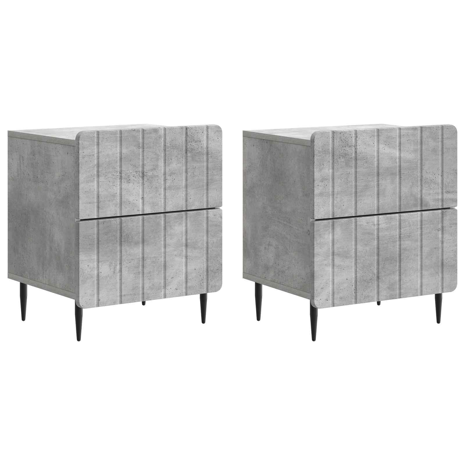 Natskab 2 stk Betongrå 43 x 34,5 x 49,5 cm Konstrueret træ