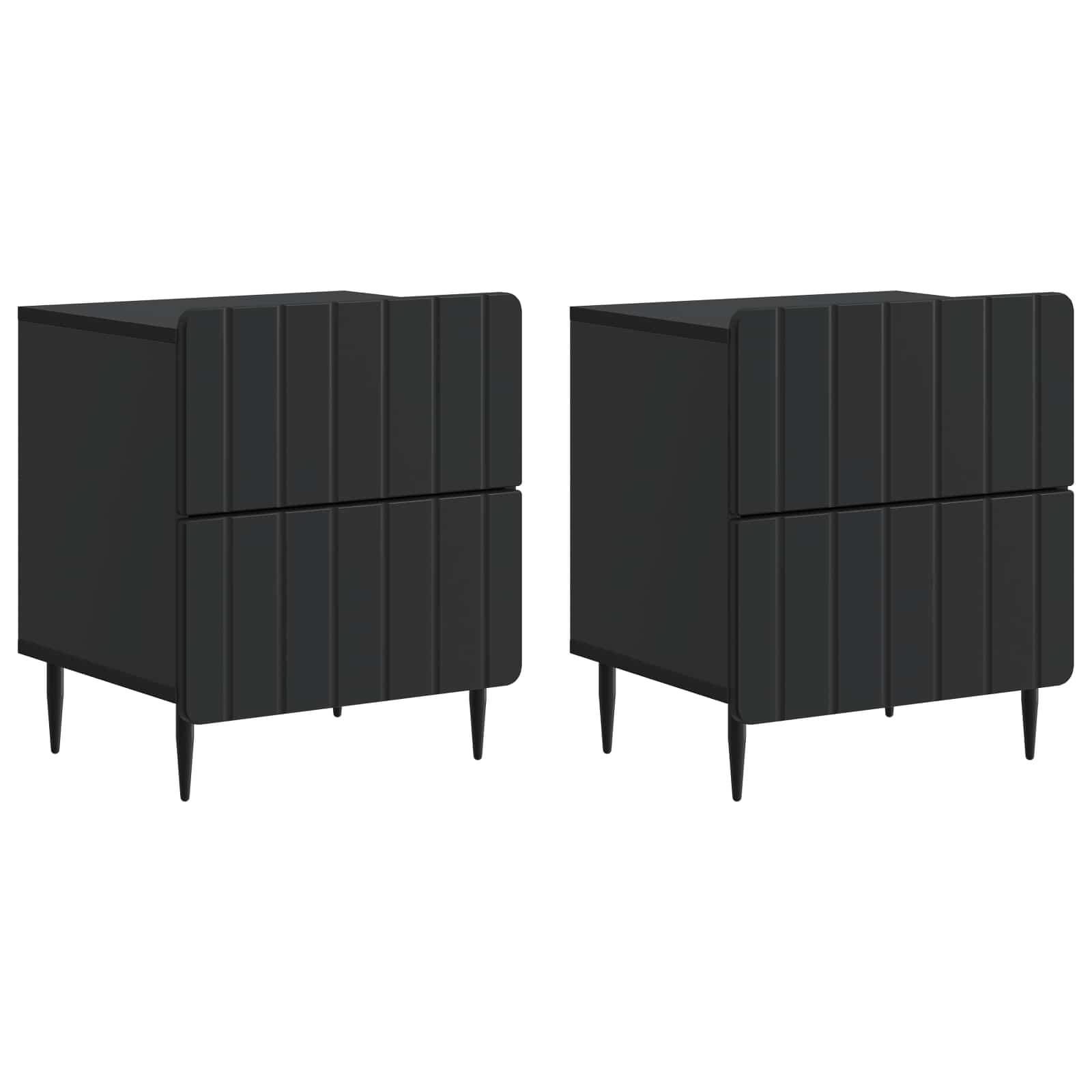 Natskab 2 stk Sort 43 x 34,5 x 49,5 cm Konstrueret træ
