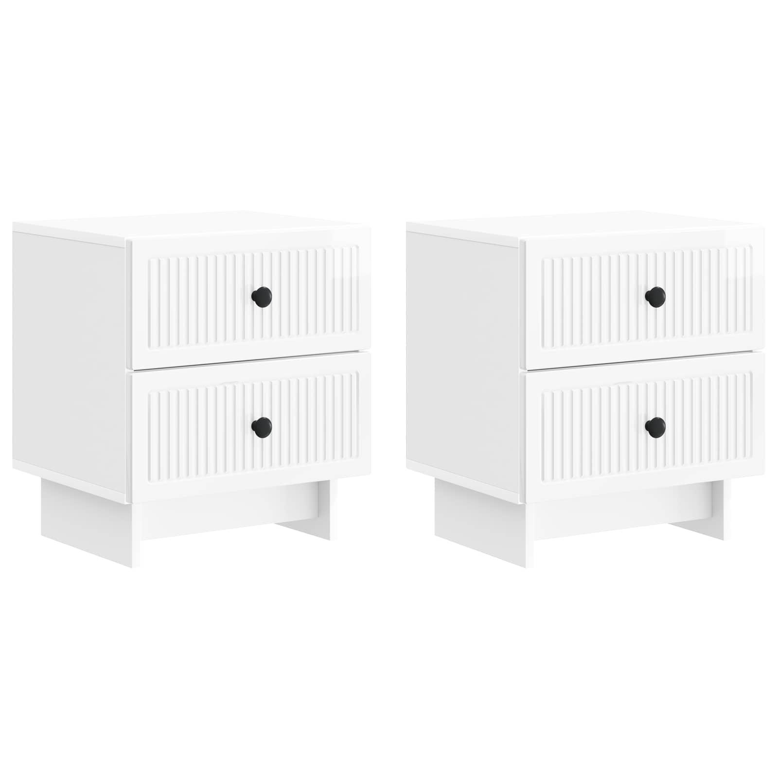 Natskab 2 stk Hvid højglans 43 x 34,5 x 47,5 cm Konstrueret træ