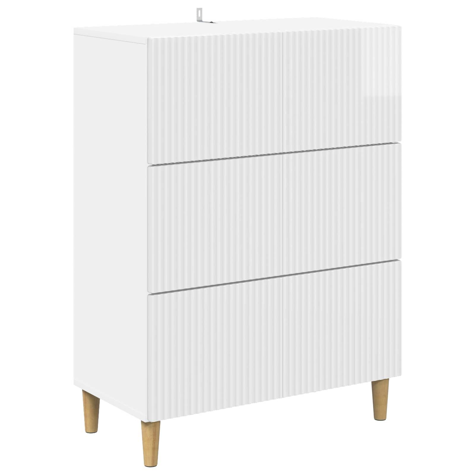 Skuffeskab Hvid højglans 66 x 34,5 x 90 cm Konstrueret træ