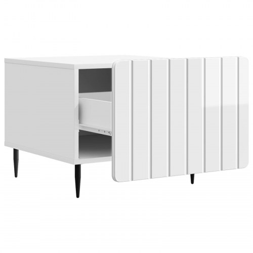 Sofabord Hvid højglans 49 x 50 x 42 cm Konstrueret træ