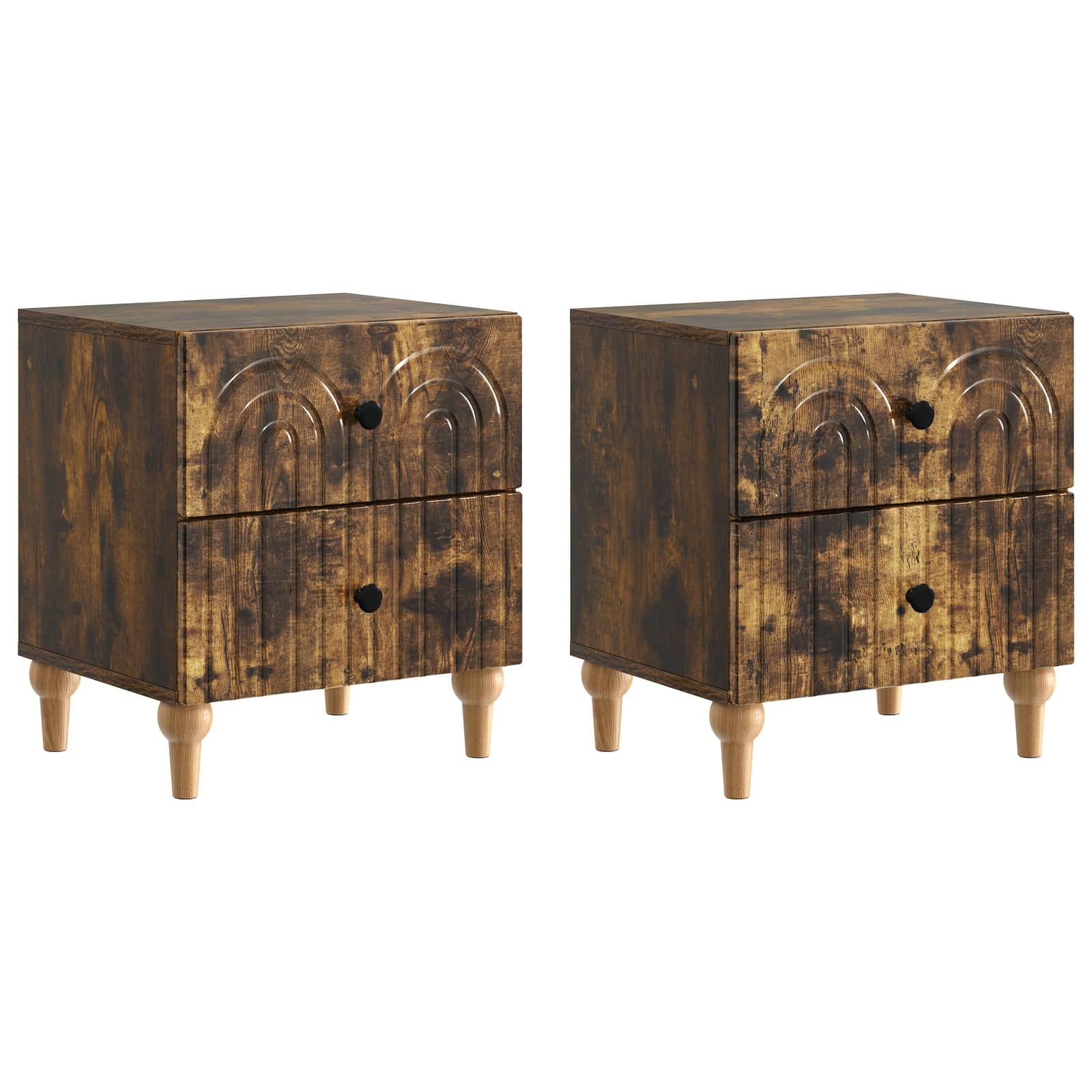 Natskab 2 stk Røget eg 43 x 34,5 x 48 cm Konstrueret træ