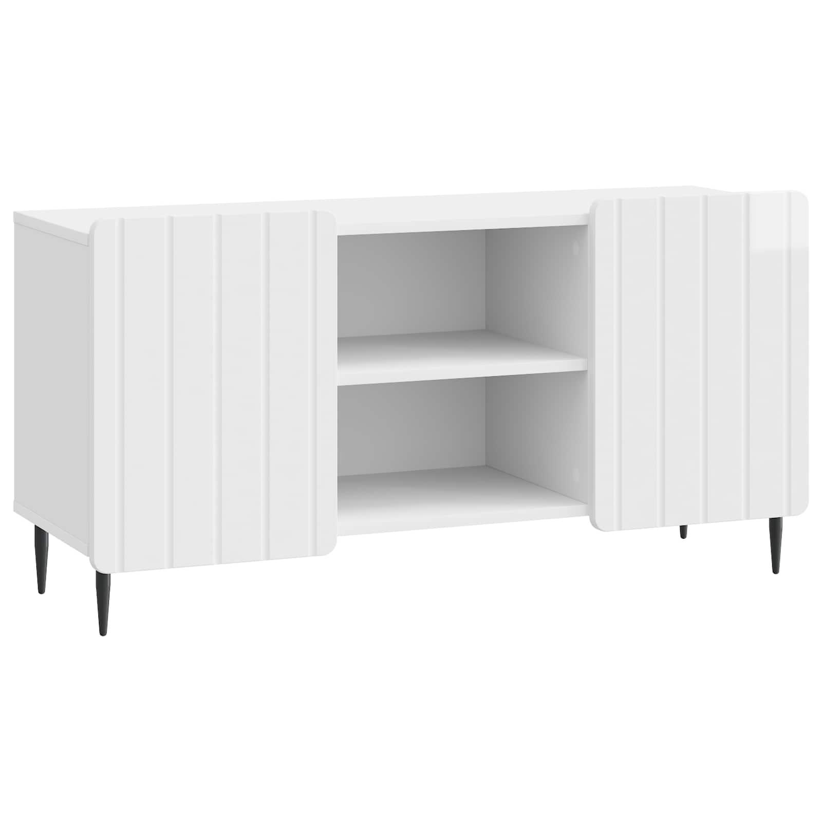 TV-bord i hvid højglans - konstrueret træ, 102 × 34,5 × 52 cm