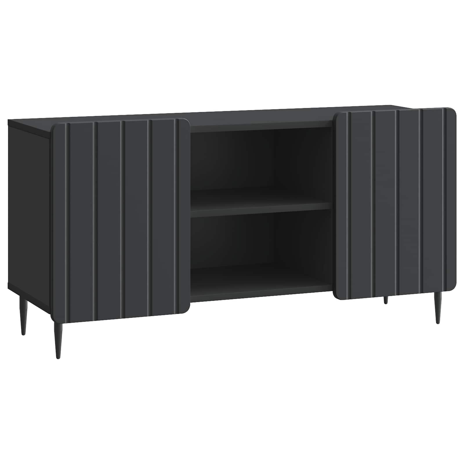 TV-bord i sort konstrueret træ - 102 × 34,5 × 52 cm