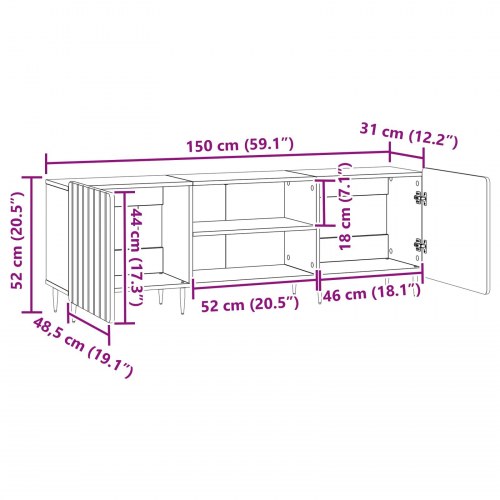 TV-skab Sort 150 x 31 x 52 cm Konstrueret træ