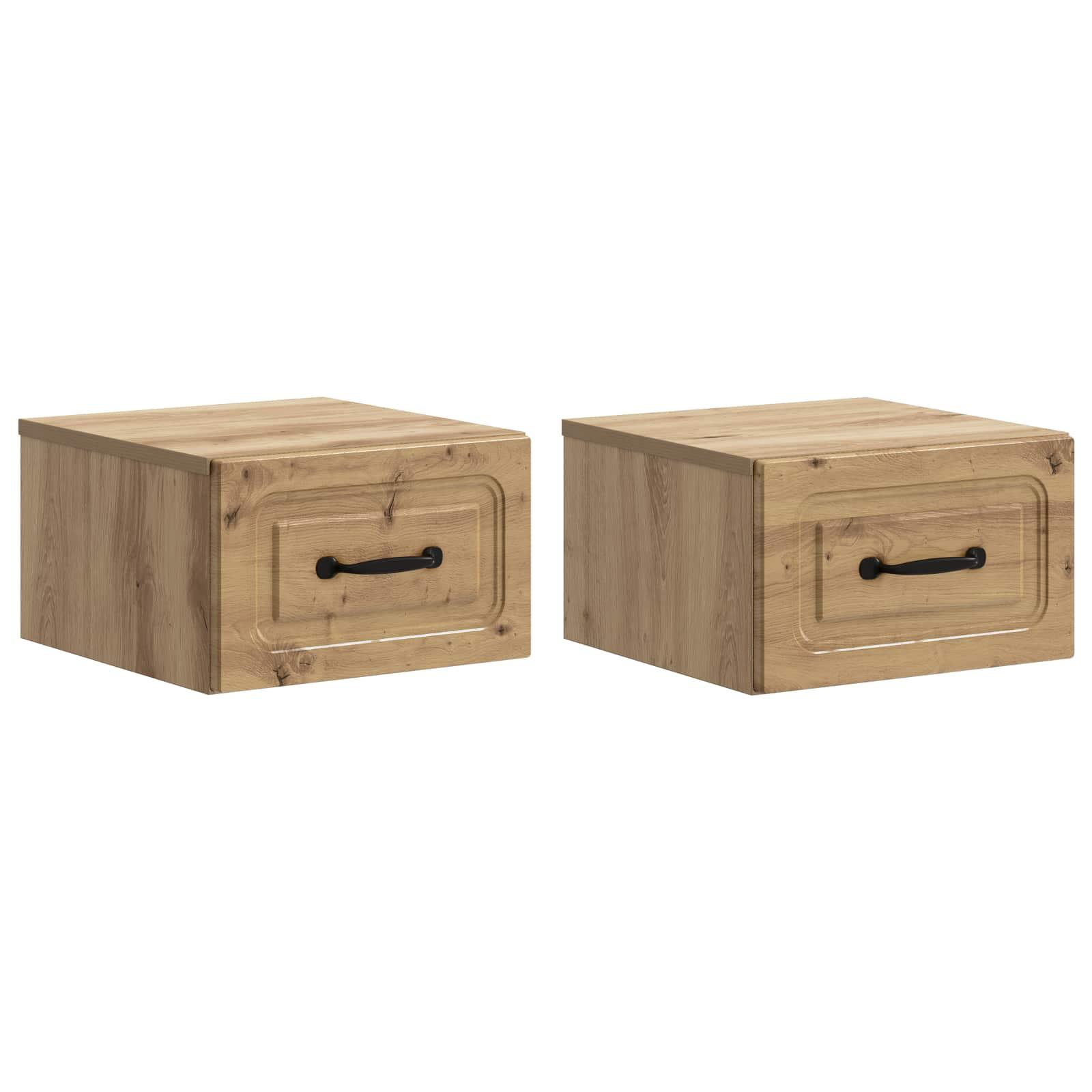 VÃ¦ghÃ¦ngt Natbord med skuffe 2 stk Artisan-eg 34,5 x 33 x 20 cm