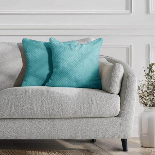 Pudebetræk Henry – turkis, jacquard-præget geometrisk, 45×45 cm, 2-pak