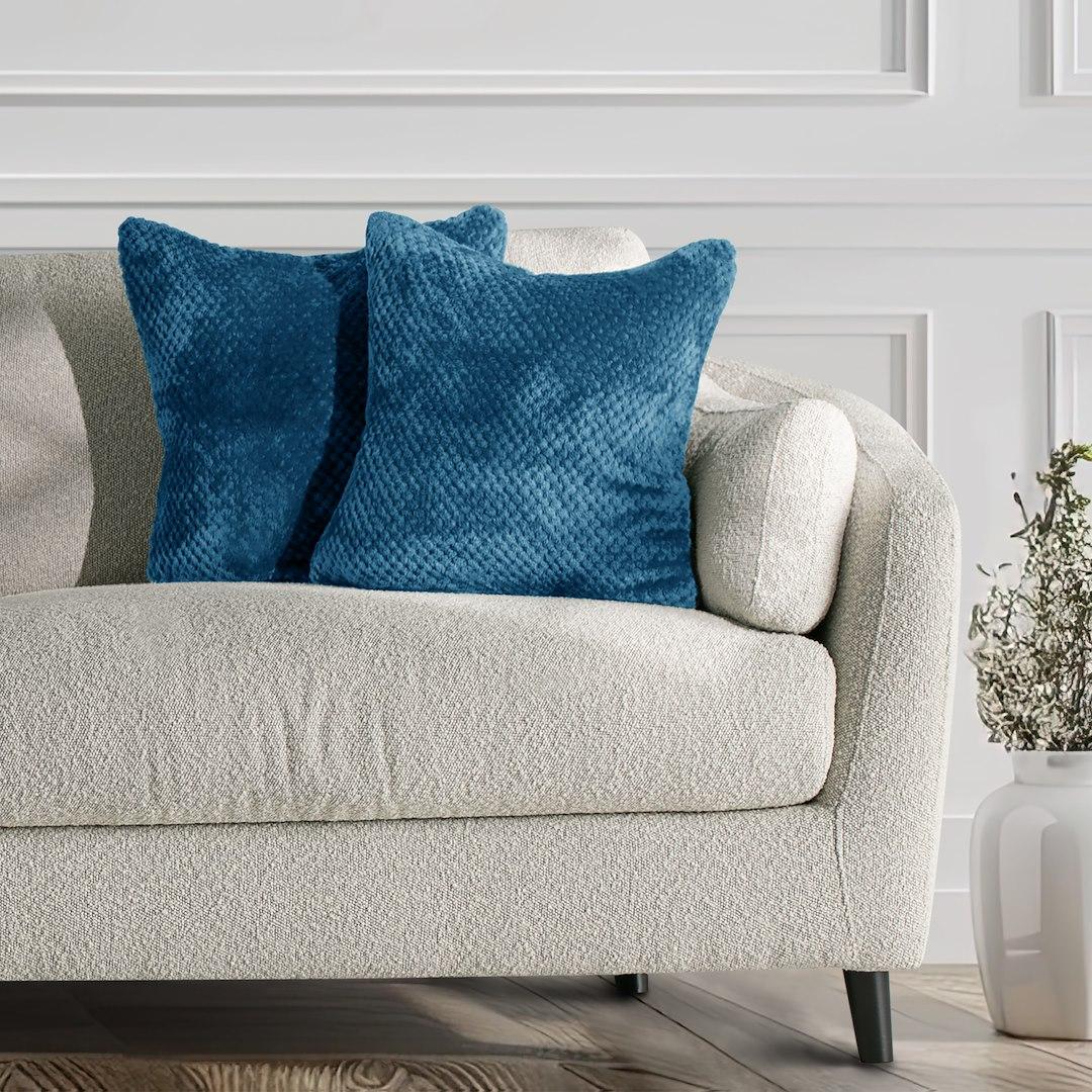 Pudebetræk Henry - indigo, jacquard-præget, geometrisk 45×45 cm (sæt af 2)