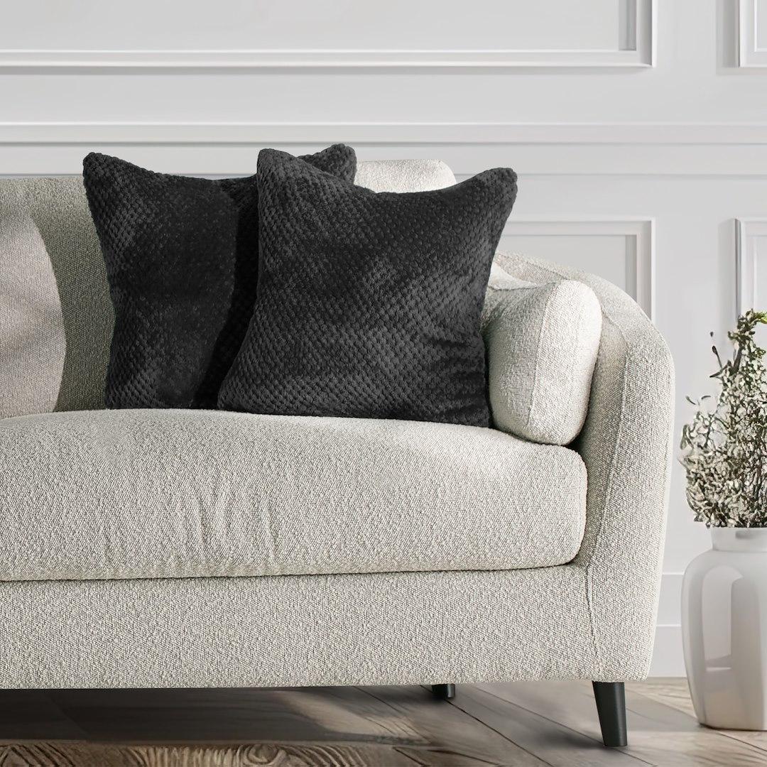Pudebetræk Henry - sort jacquard med geometrisk præget motiv, 45×45 cm, sæt á 2