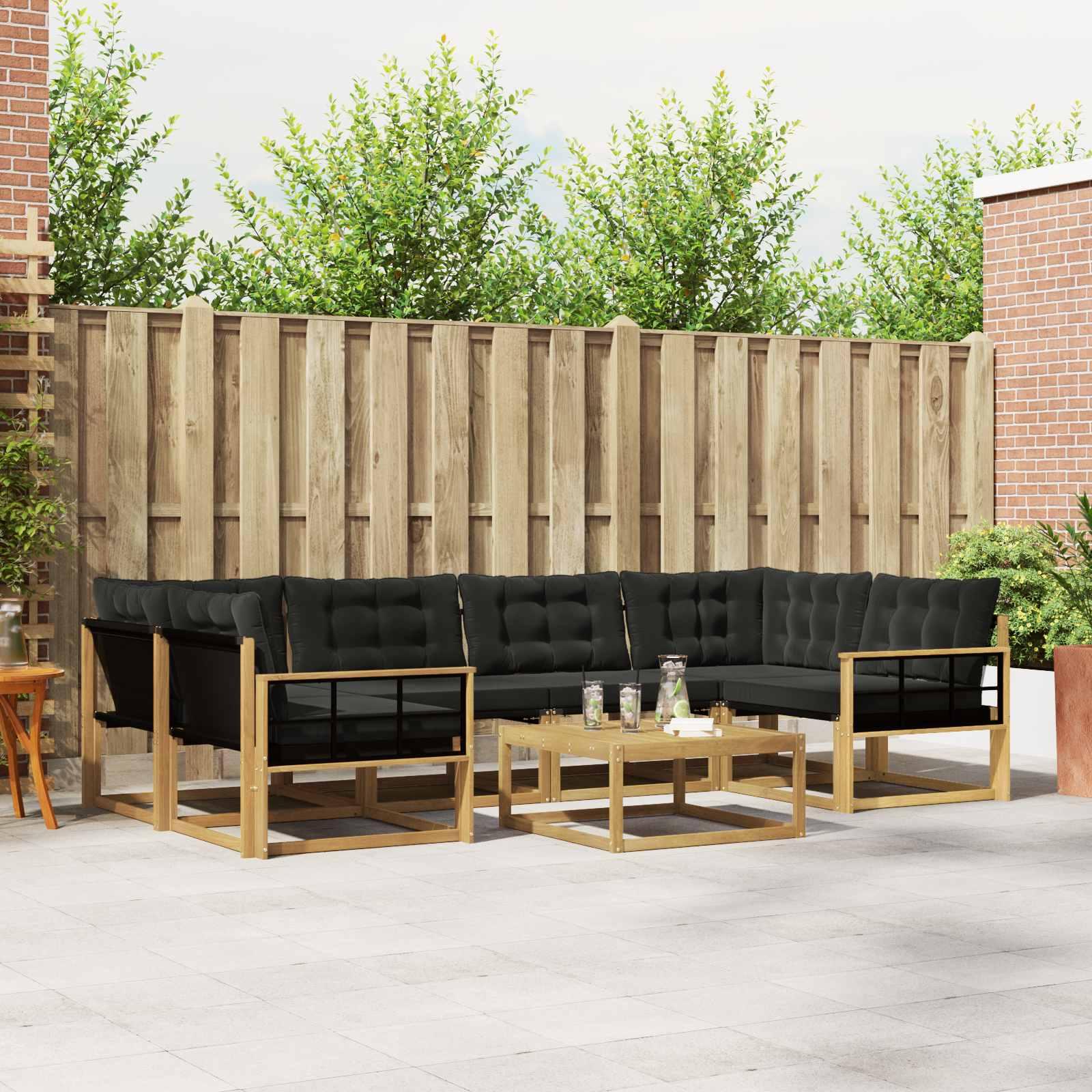 Udendørs sofagruppe 7 stk Hvid og sort 79 x 79 x 37 cm