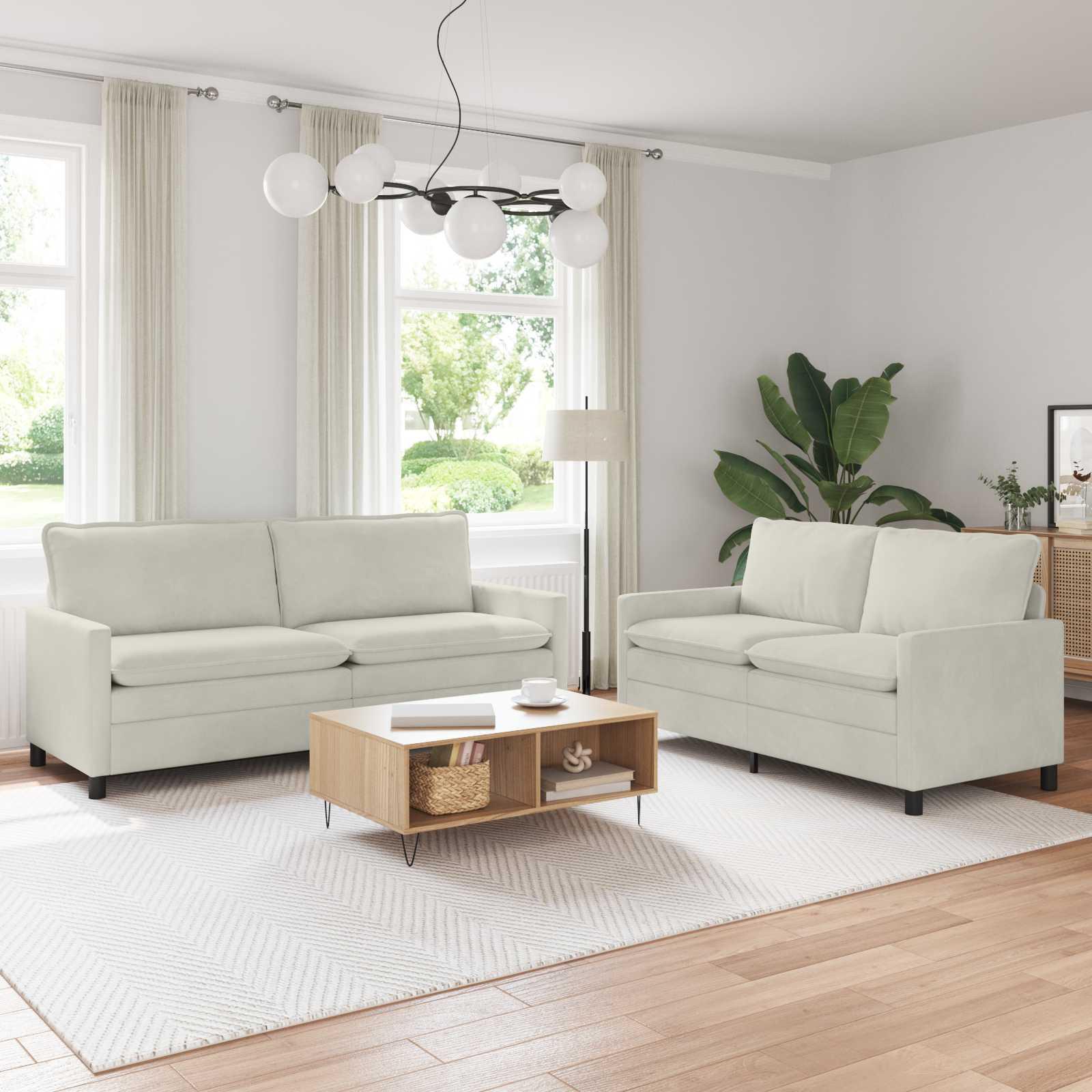 Sofa sÃ¦t i cremefarvet flÃ¸jl - 2- og 3-personers, moderne design