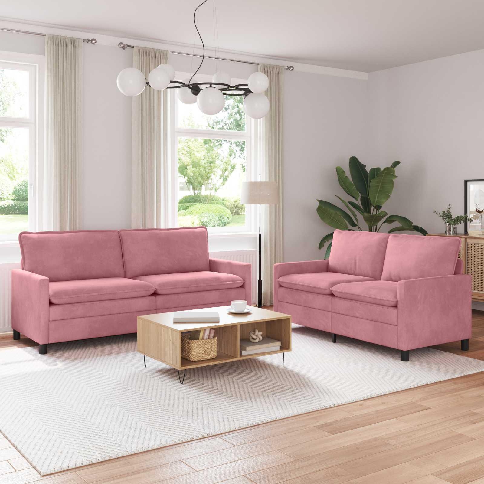 Sofa sÃ¦t i lyserÃ¸d flÃ¸jl - 2- og 3-personers, moderne design