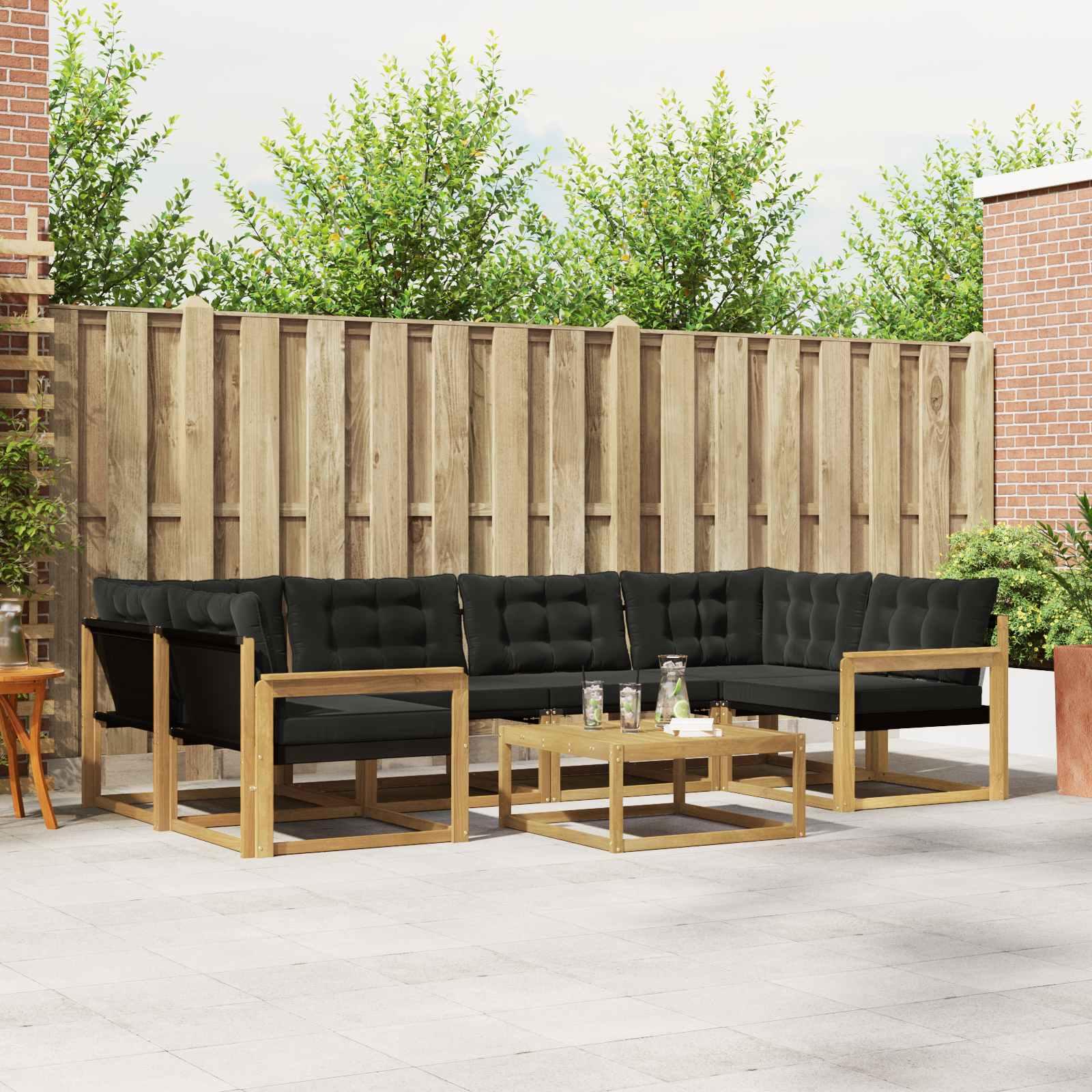 Udendørs sofagruppe 7 stk Hvid og sort 79 x 79 x 37 cm