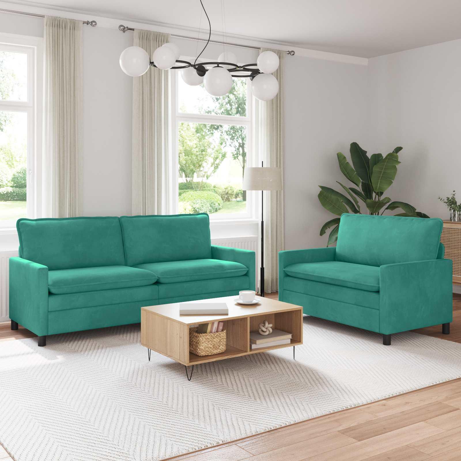 Sofa sÃ¦t i turkis flÃ¸jl - 2- og 3-personers, moderne design