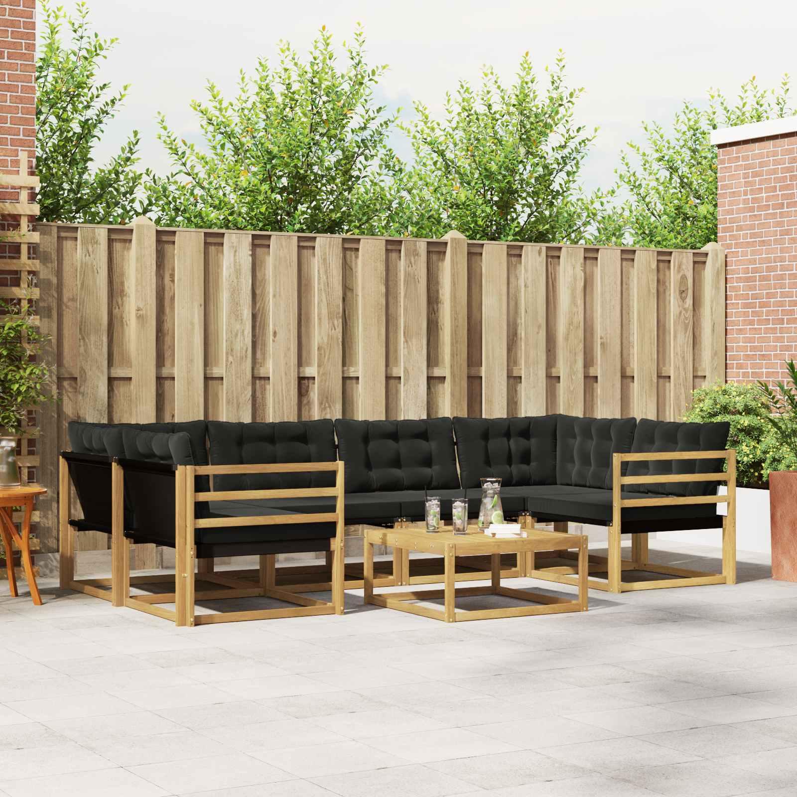Udendørs sofagruppe 7 stk Hvid og sort 79 x 79 x 37 cm