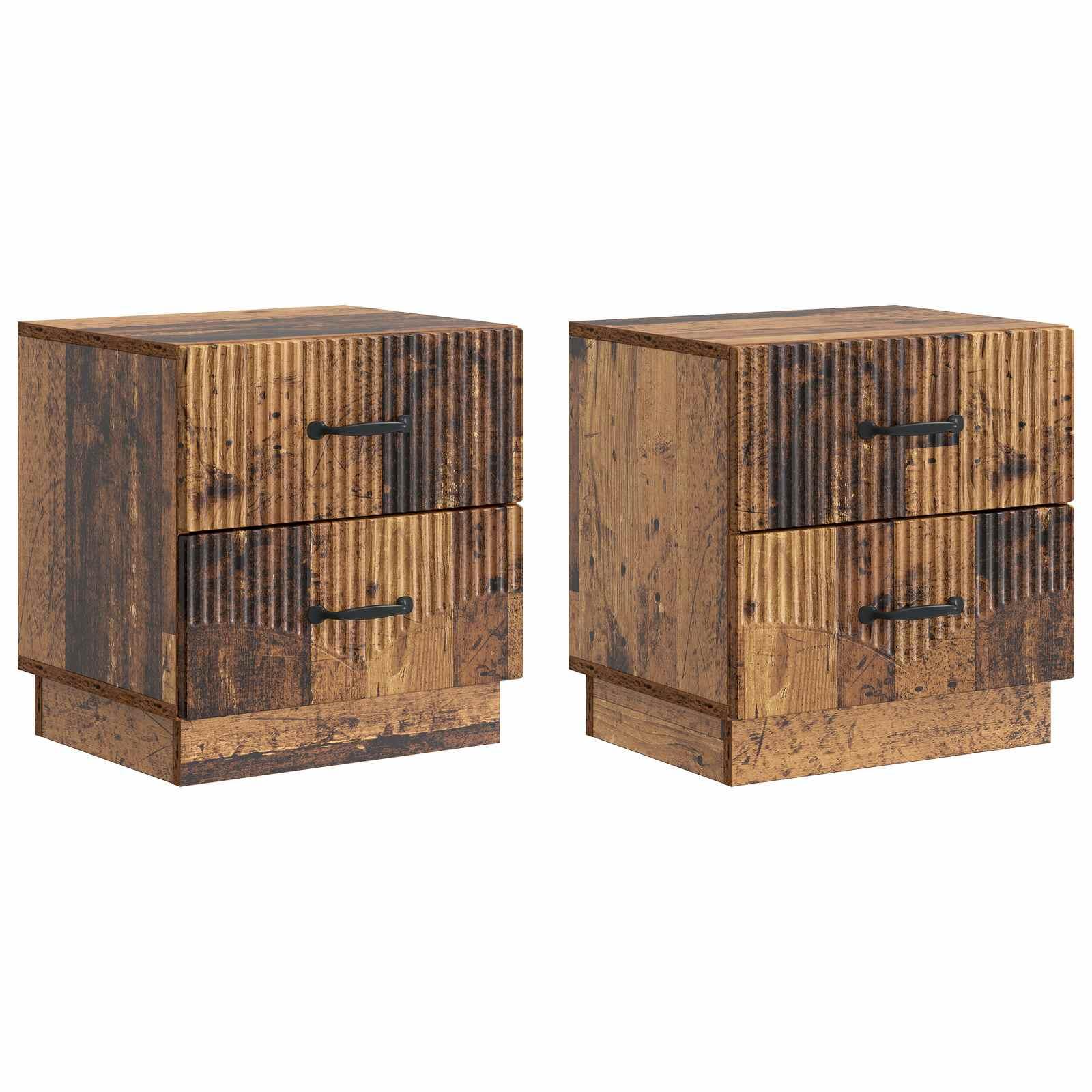 Natskab 2 stk Gammelt træ 43 x 34,5 x 44,5 cm Konstrueret træ