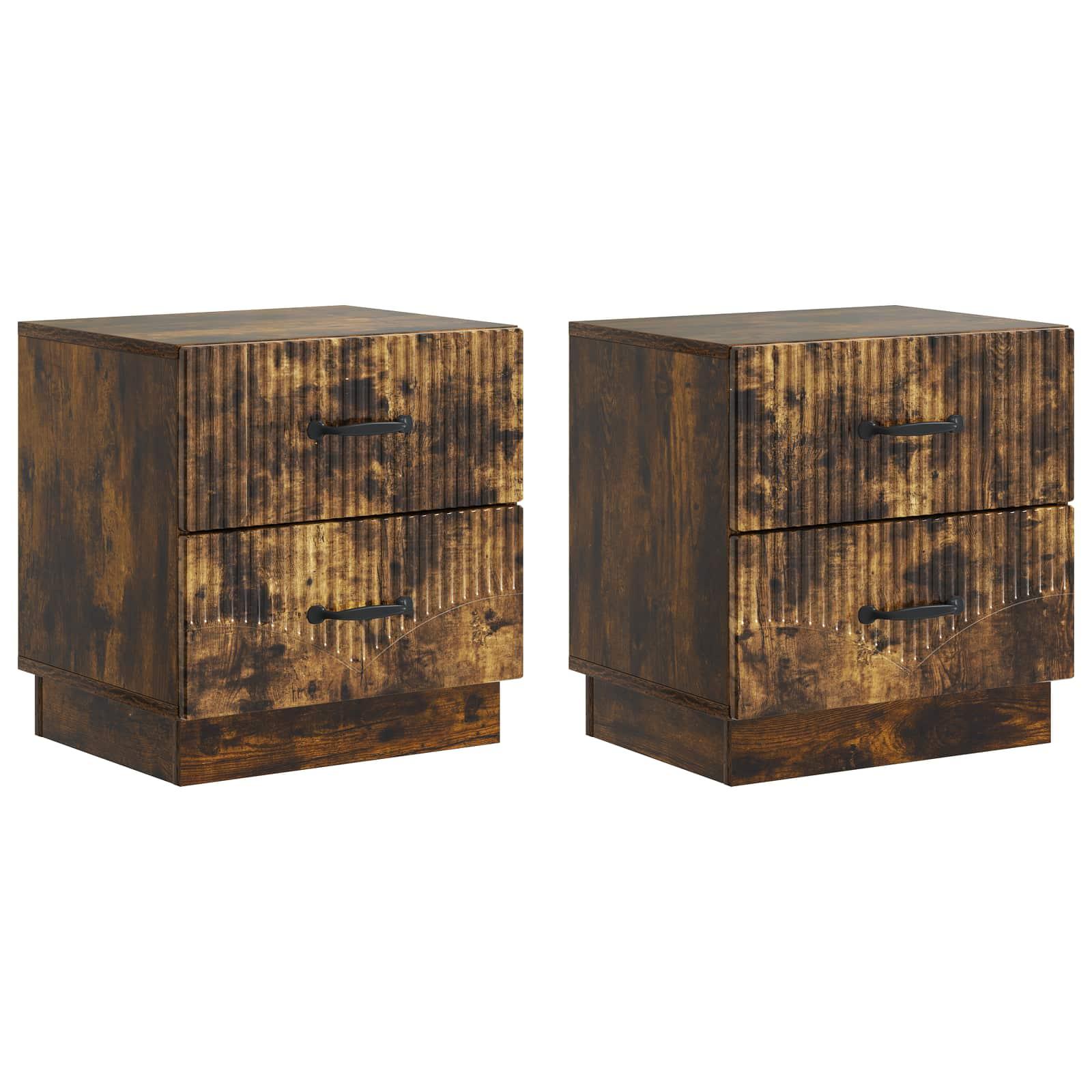 Natskab 2 stk Røget eg 43 x 34,5 x 44,5 cm Konstrueret træ