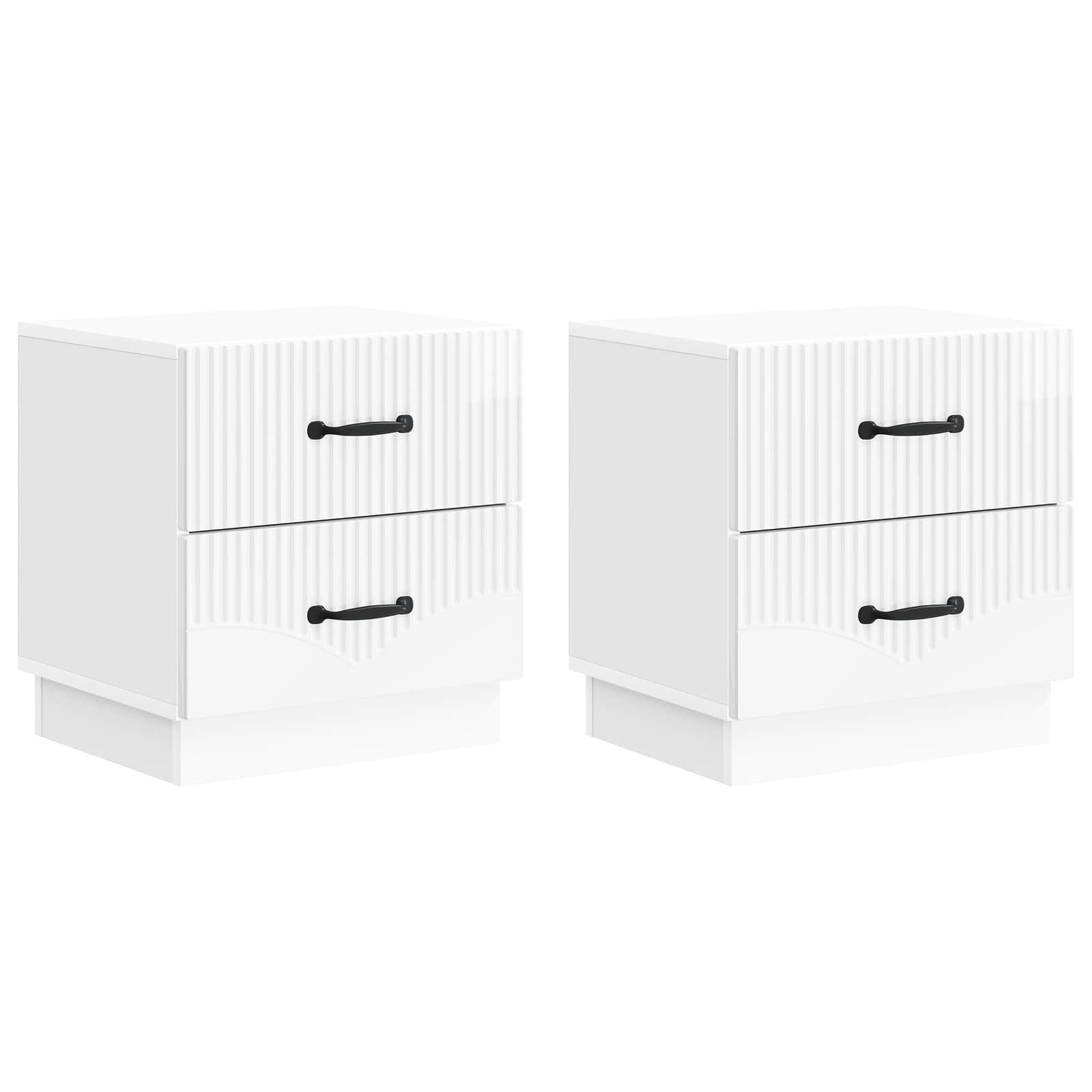 Natskab 2 stk Hvid højglans 43 x 34,5 x 44,5 cm Konstrueret træ