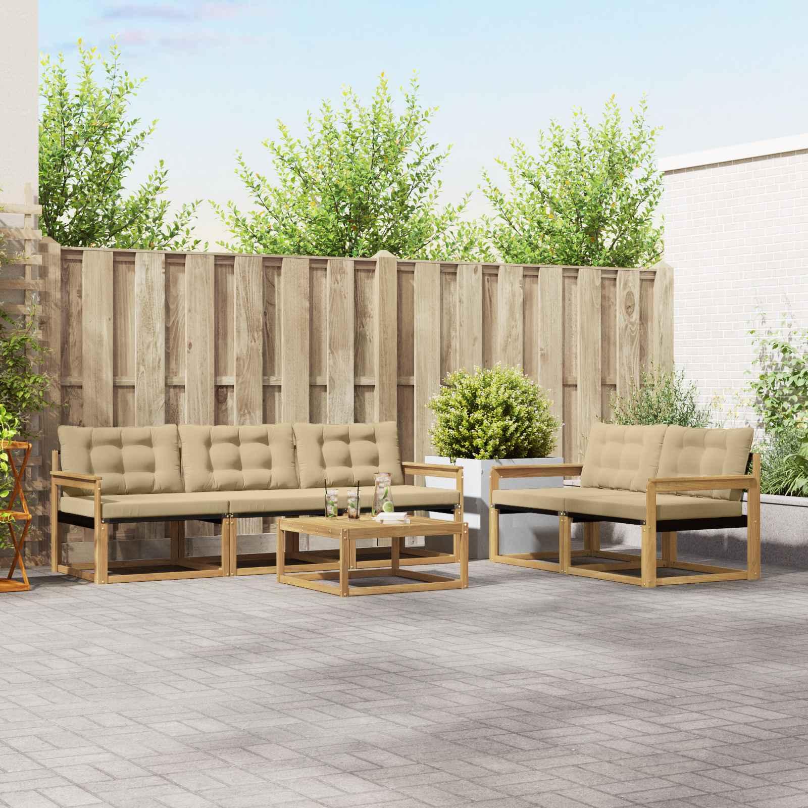 Udendørs sofagruppe 6 stk Hvid og Beige 79 x 79 x 37 cm