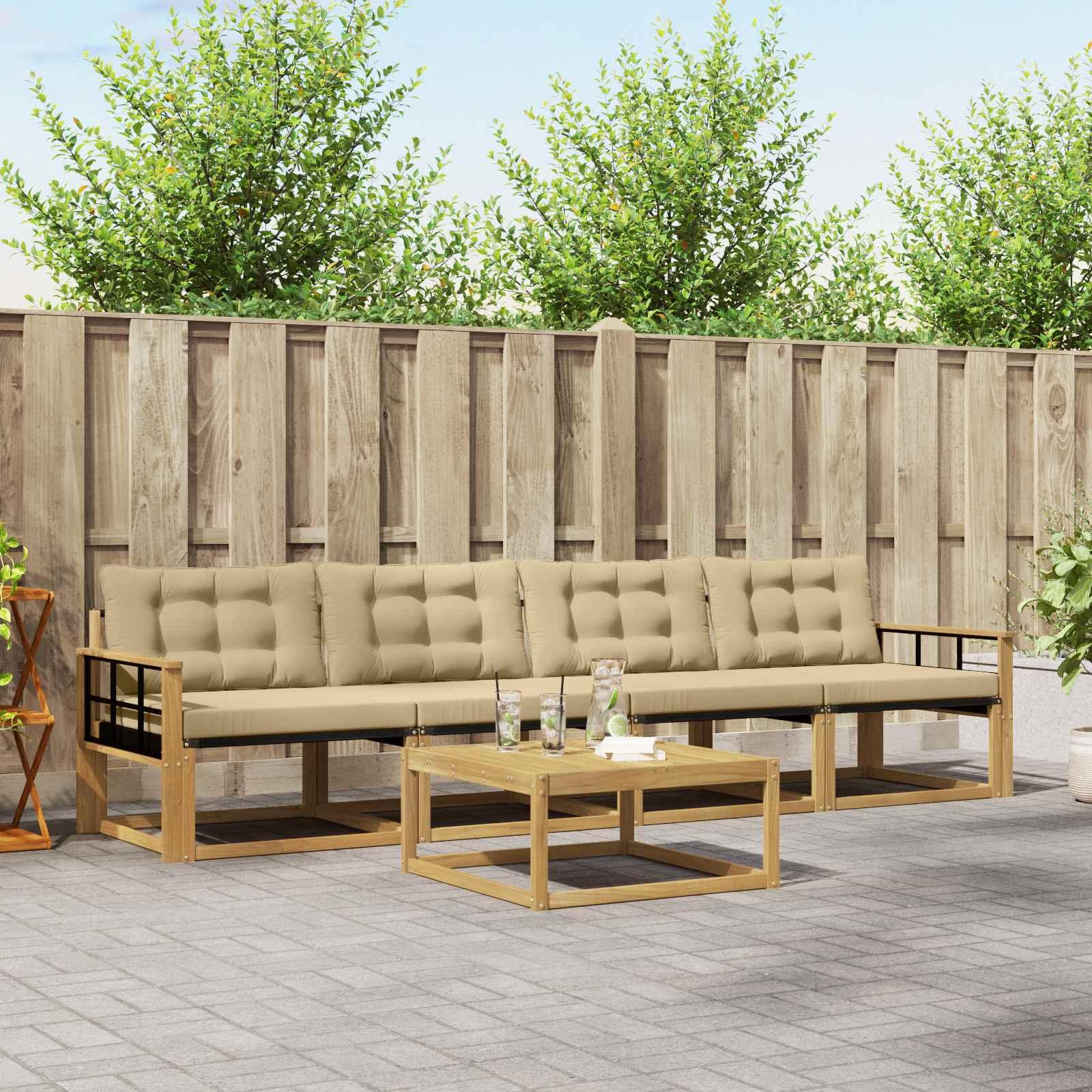 Udendørs sofagruppe 5 stk Hvid og Beige 79 x 79 x 37 cm