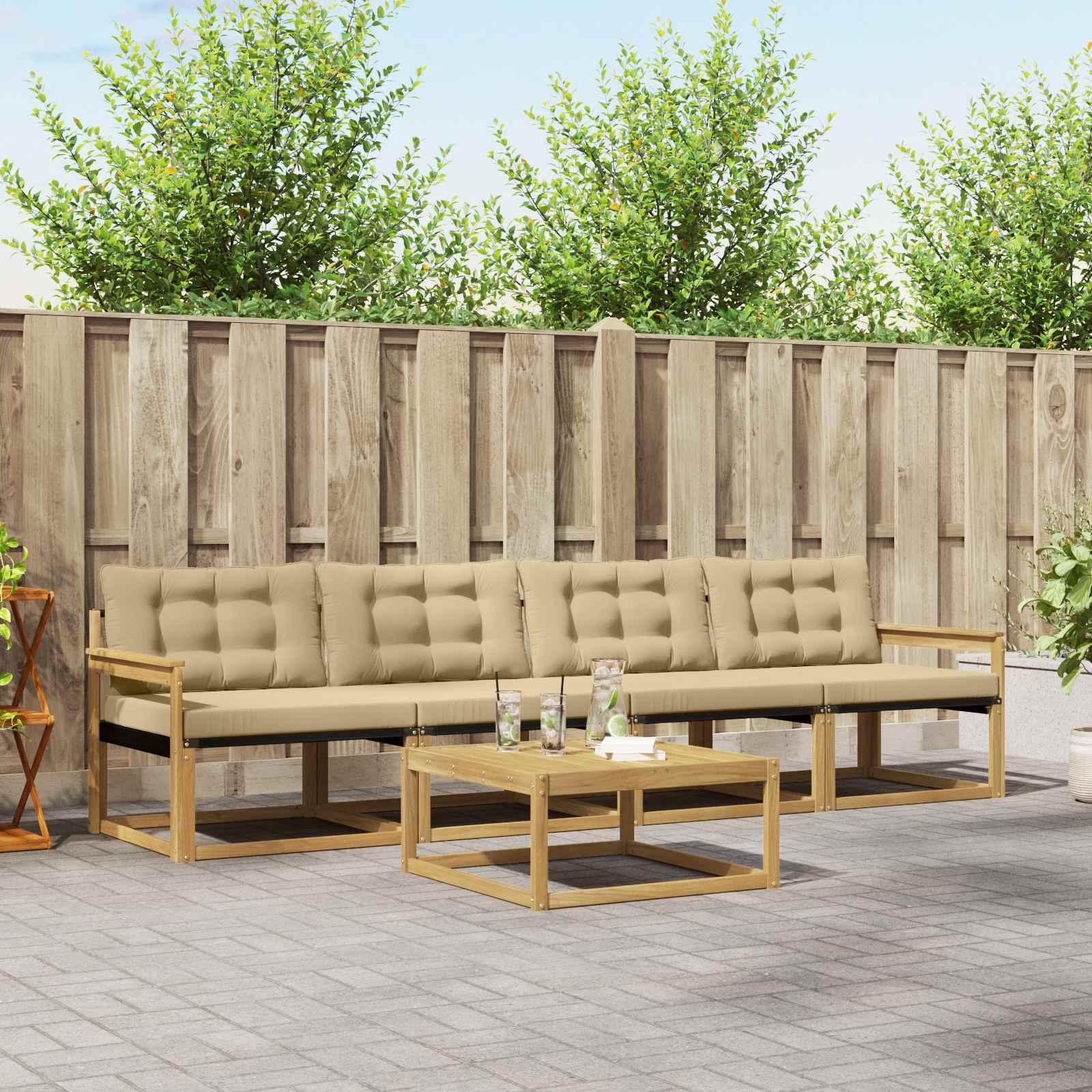 Udendørs sofagruppe 5 stk Hvid og Beige 79 x 79 x 37 cm