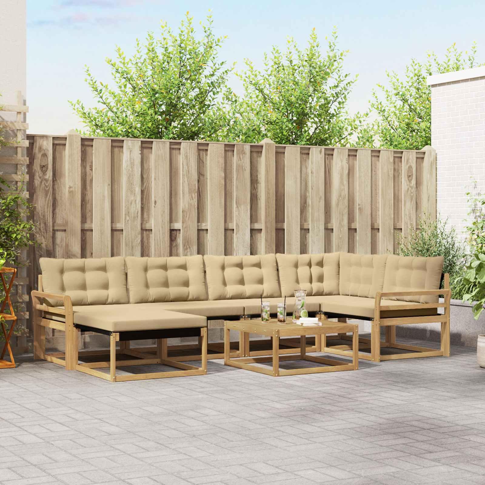 Udendørs sofagruppe 7 stk Hvid og Beige 79 x 79 x 37 cm