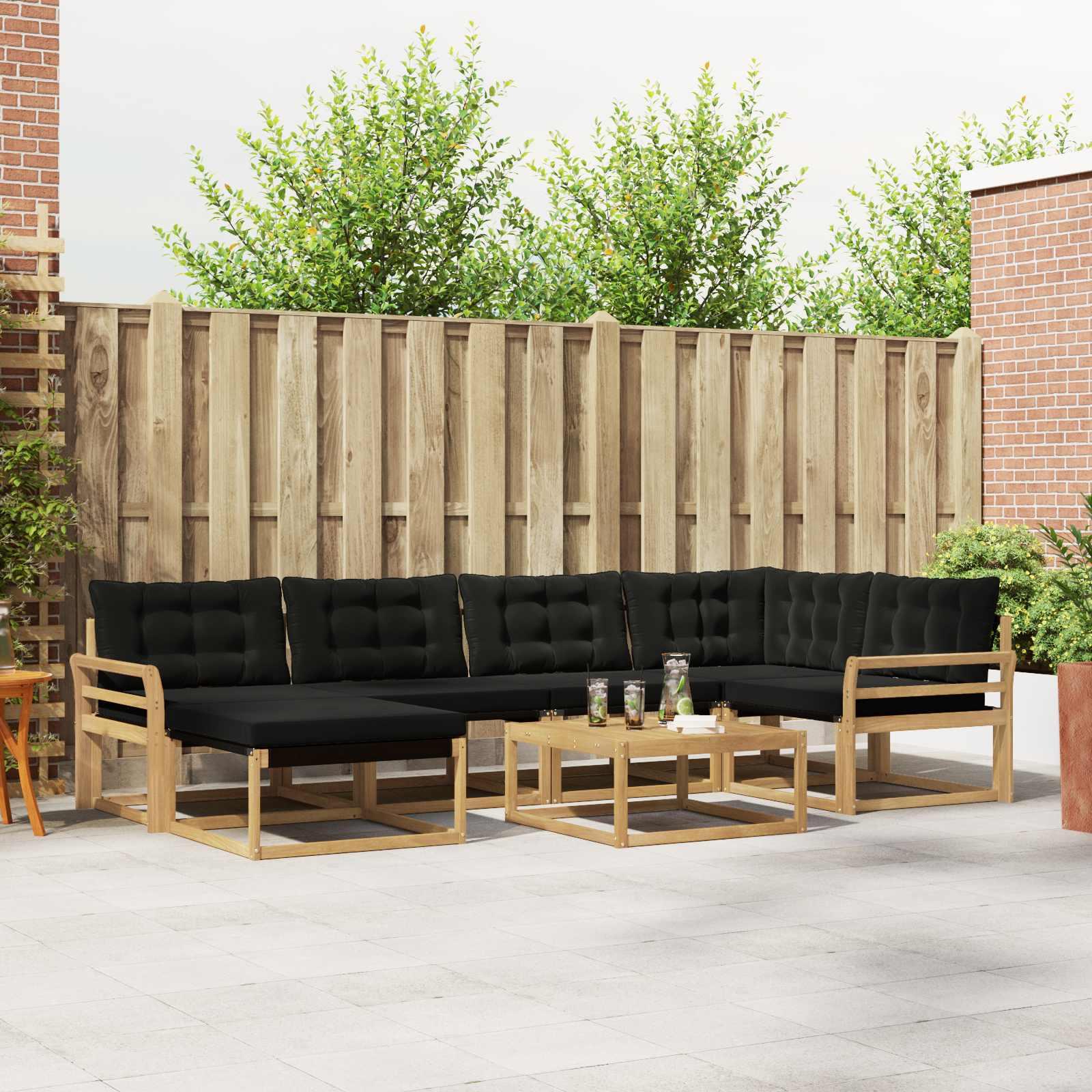 Udendørs sofagruppe 7 stk Hvid og sort 79 x 79 x 37 cm