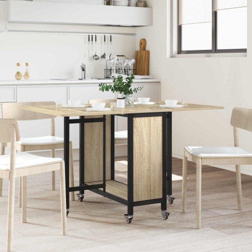 Foldbart spisebord med hjul 130 x 80 x 76,5 cm stål PB