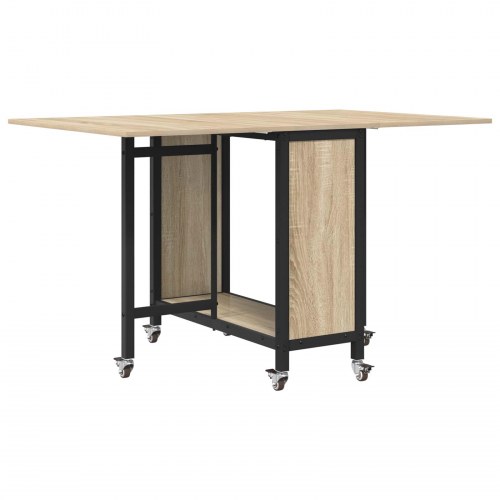 Foldbart spisebord med hjul 130 x 80 x 76,5 cm stål PB