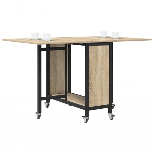 Foldbart spisebord med hjul 130 x 80 x 76,5 cm stål PB